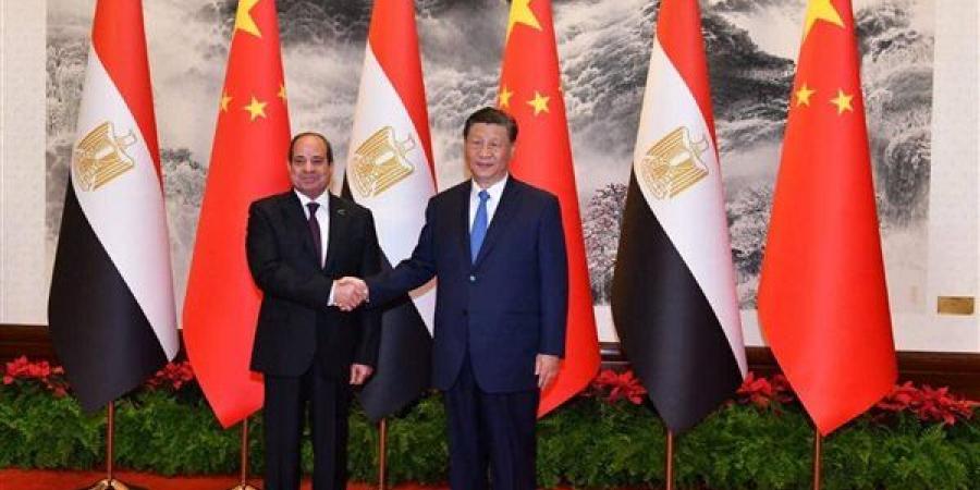 بالموسيقي الشعبية والأعلام، استقبال حافل للرئيس الصيني بمطار القاهرة