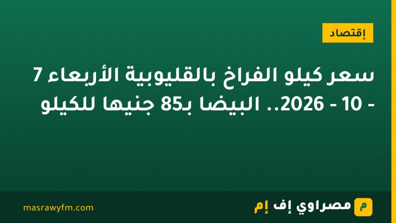 سعر كيلو الفراخ بالقليوبية الأربعاء 7 - 10 - 2026.. البيضا بـ85 جنيها للكيلو